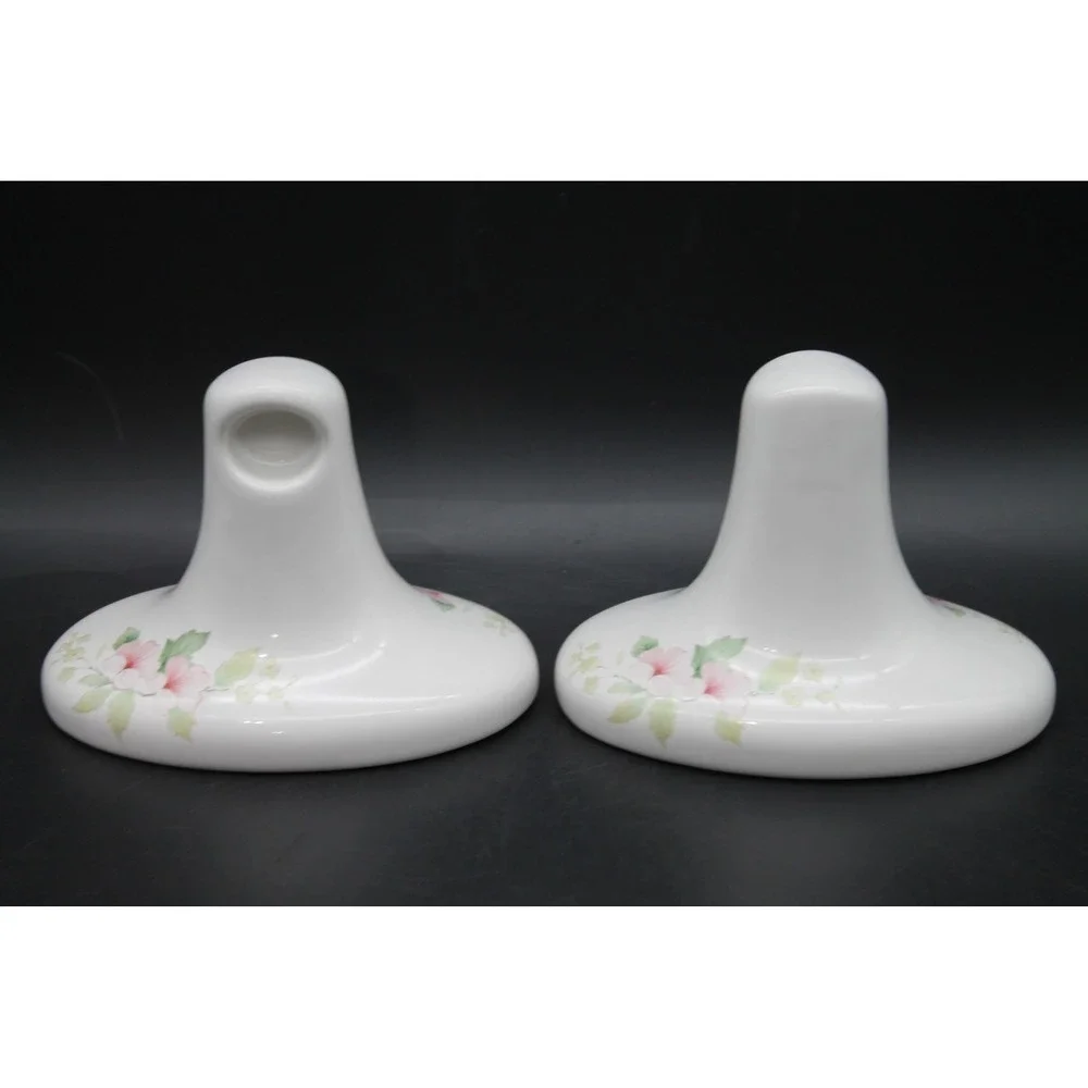 Vintage Ceramic Bathroom Fixtures Set of 3 Floral Toilet Paper Holders Soap Dish